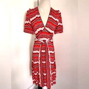 Cefinn multicolor midi summer print belted dress size 4